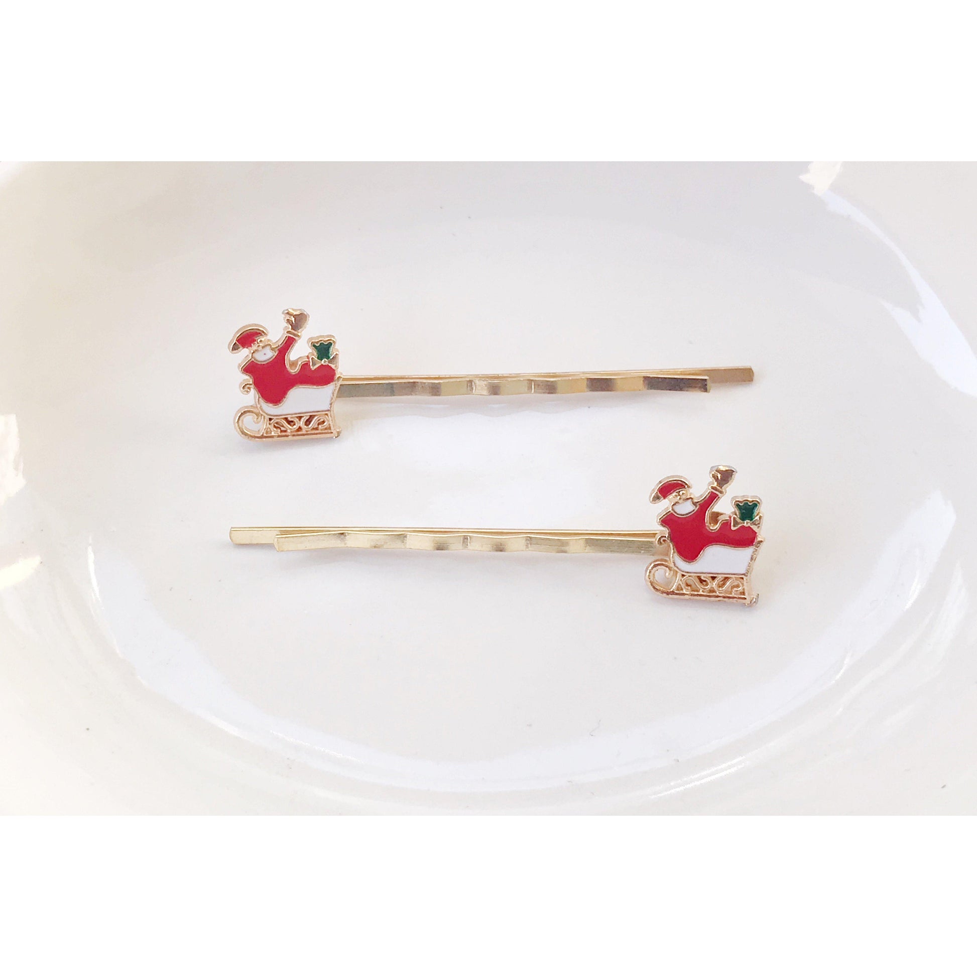 Santa Claus Sleigh Christmas Hair Pins