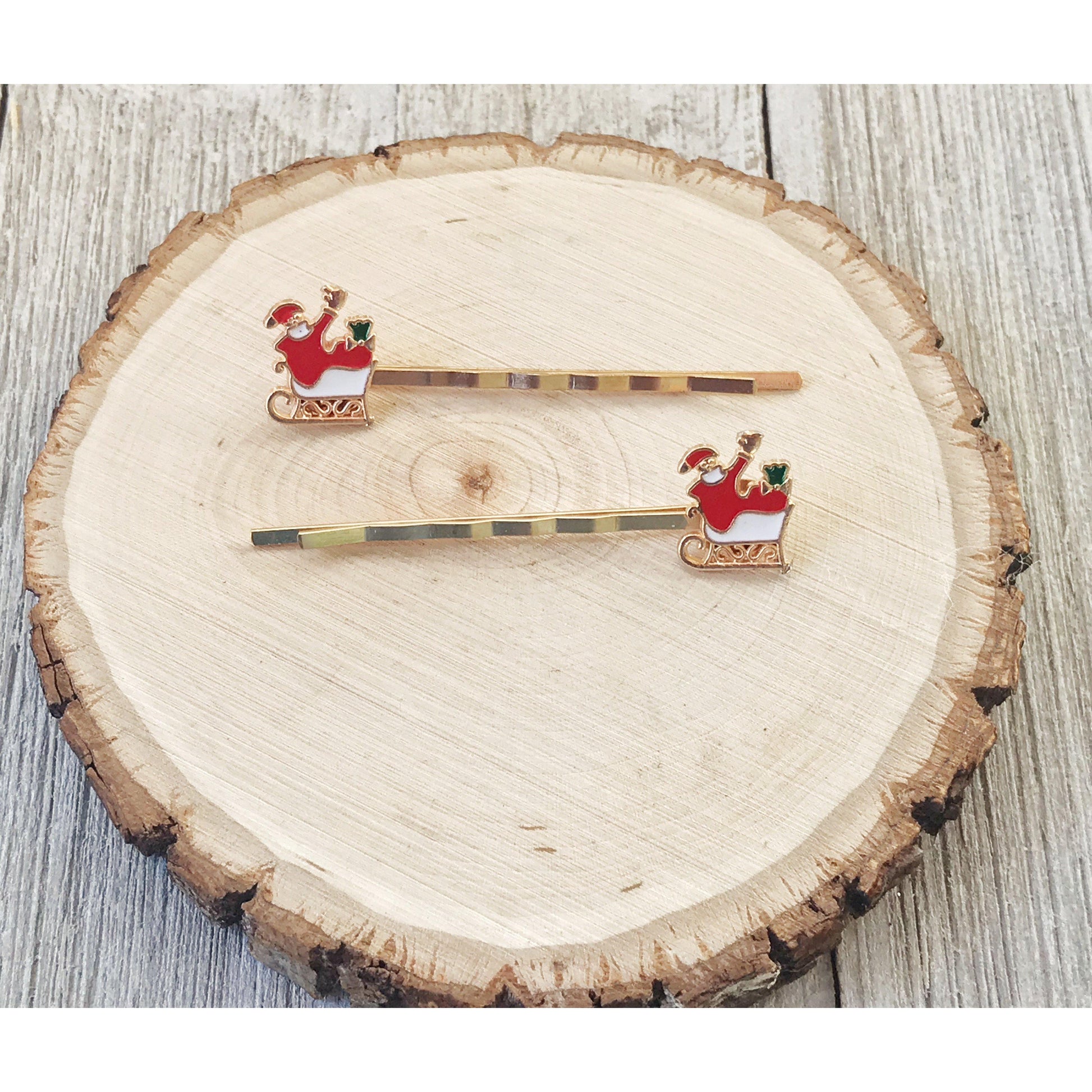 Santa Claus Sleigh Christmas Hair Pins