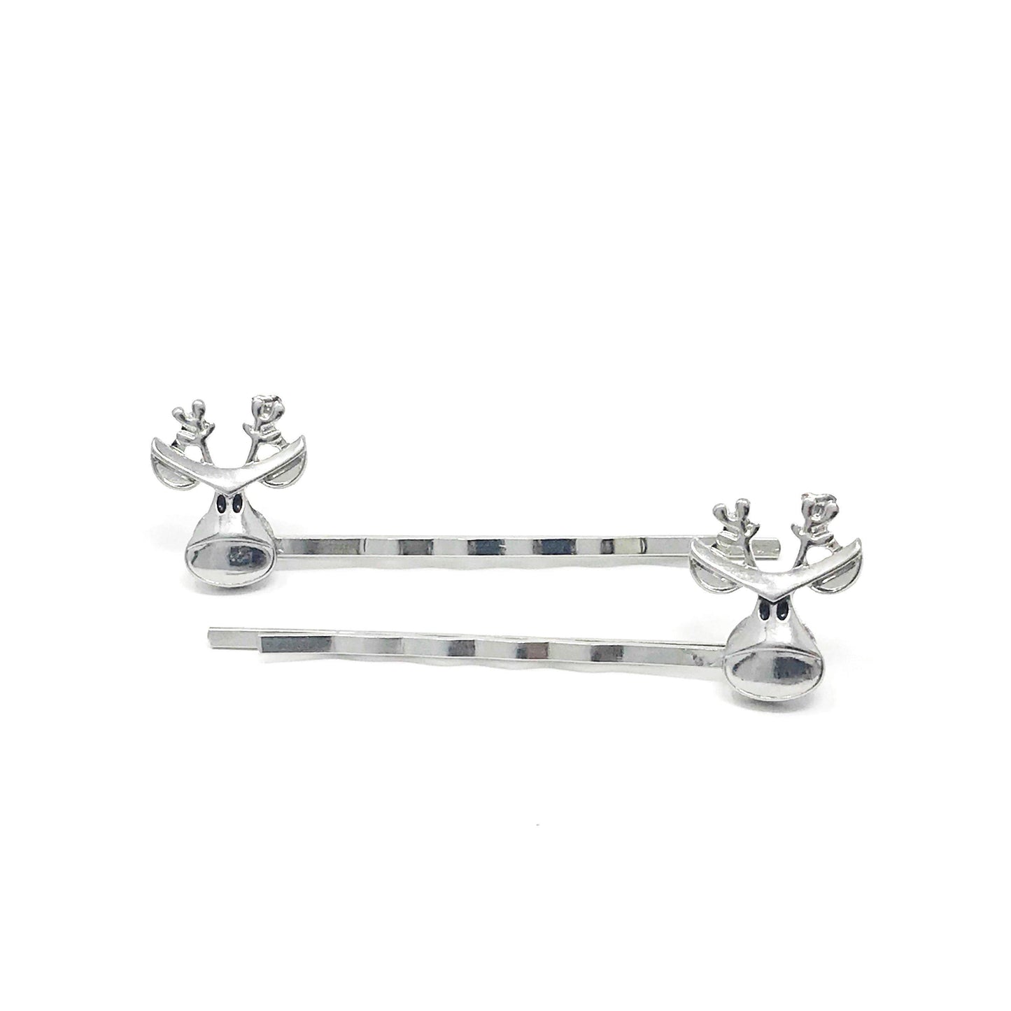 Silver Reindeer Christmas Hair Pins