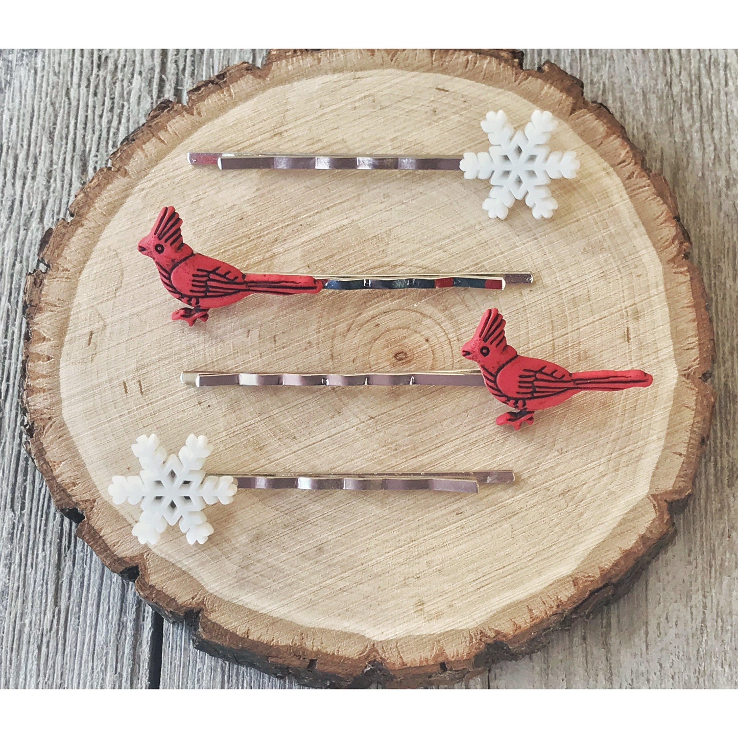 Snowflake Hair Pins, Cardinal Bobby Pins, Womens Hair Clips, Snowflake Bobby Pin, Cardinal Hair Pins