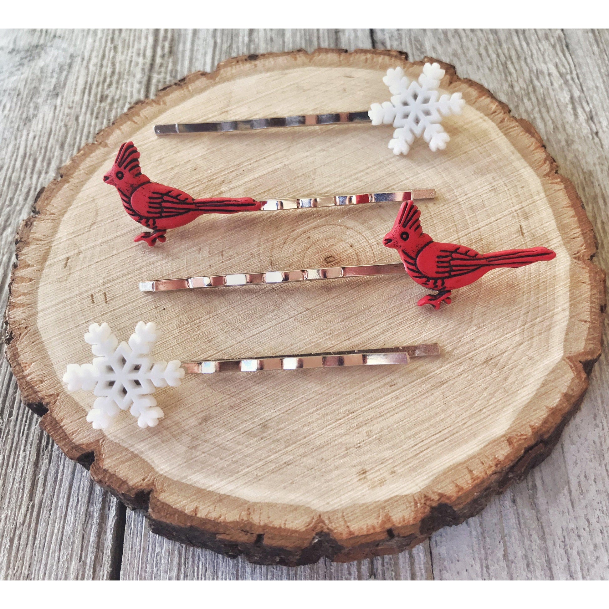 Snowflake Hair Pins, Cardinal Bobby Pins, Womens Hair Clips, Snowflake Bobby Pin, Cardinal Hair Pins