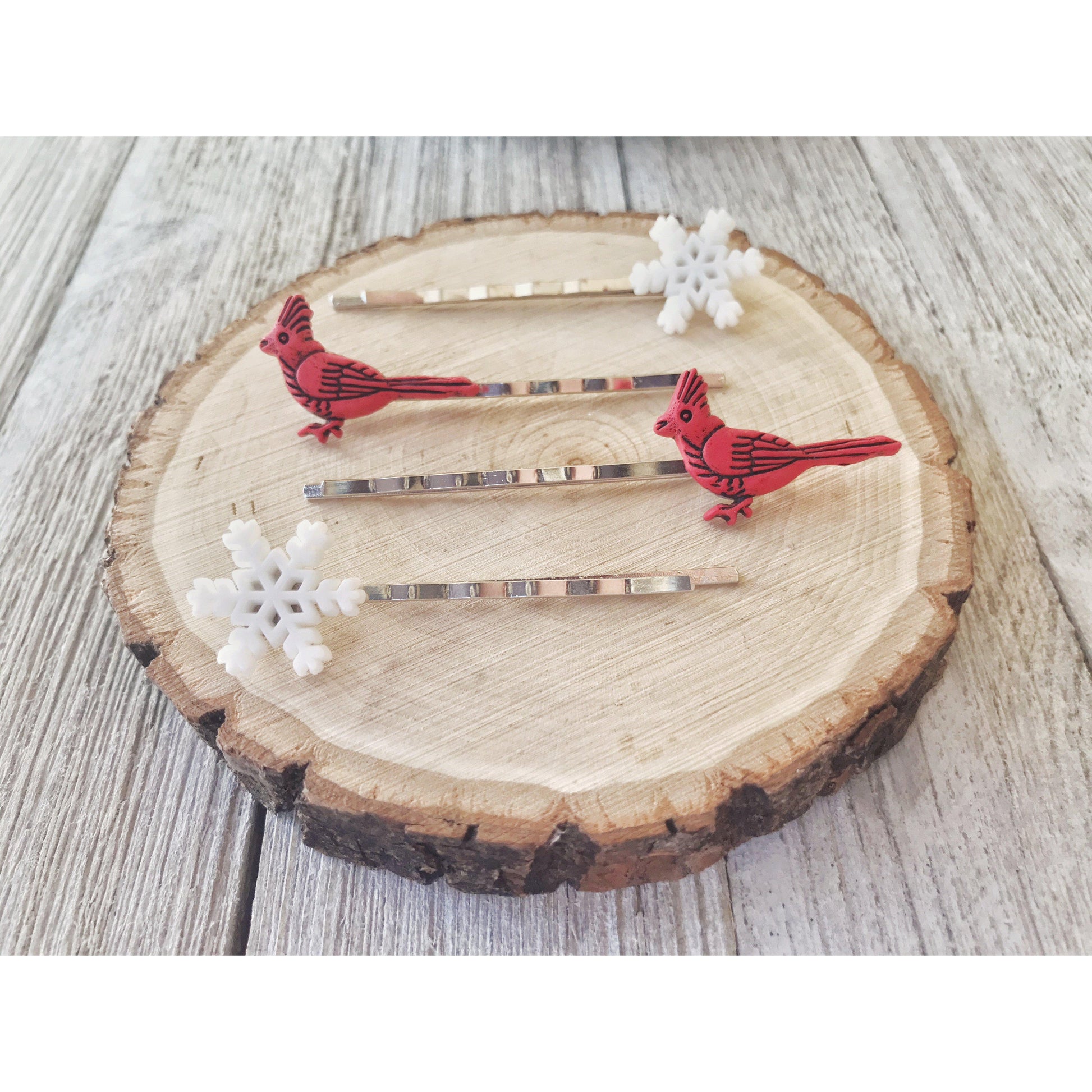 Snowflake Hair Pins, Cardinal Bobby Pins, Womens Hair Clips, Snowflake Bobby Pin, Cardinal Hair Pins