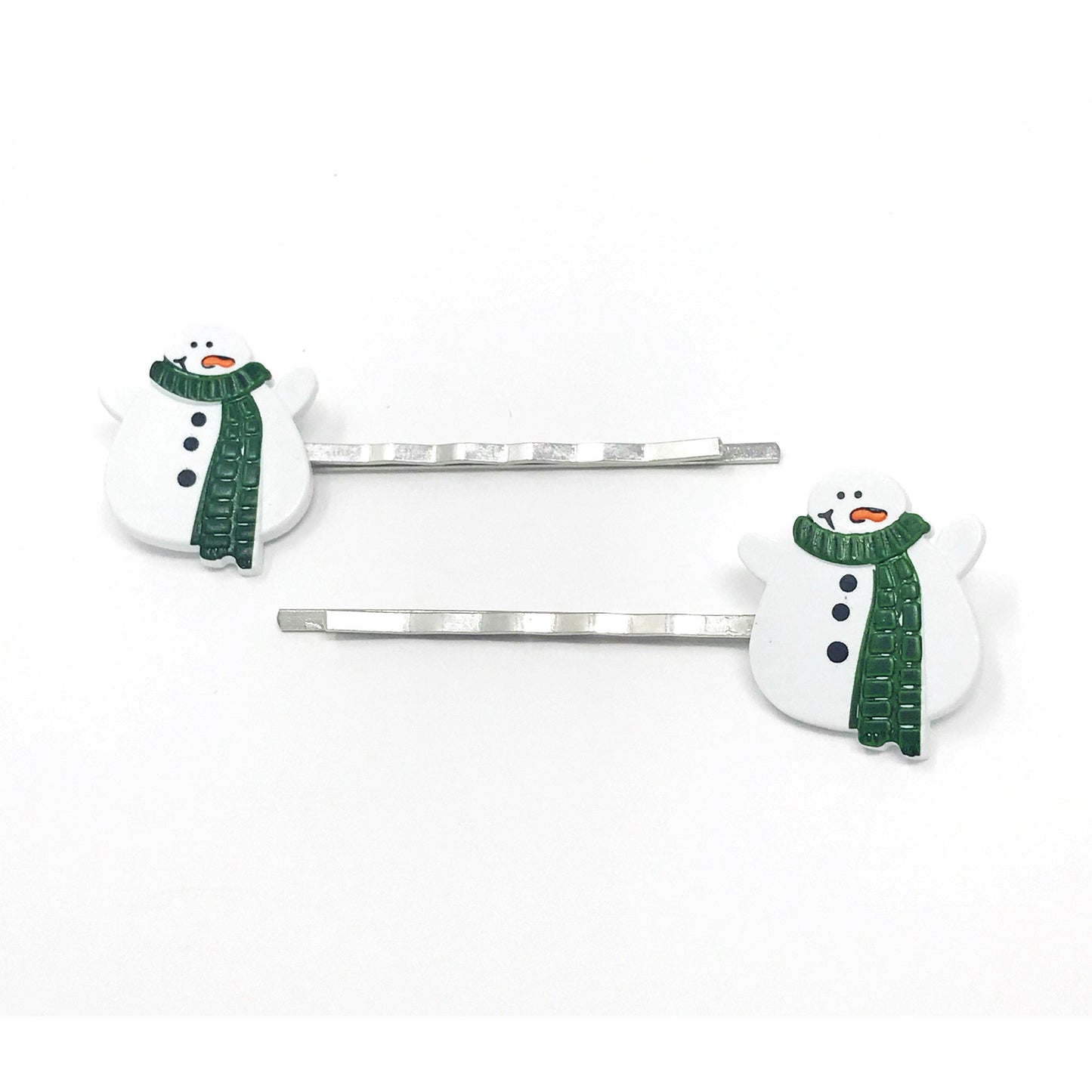 Snowman Green Scarf Christmas Bobby Pin