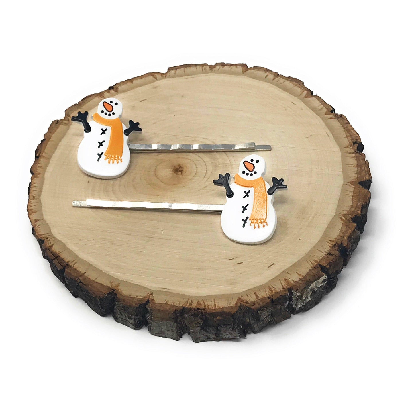 Snowman Yellow Scarf Christmas Bobby Pin