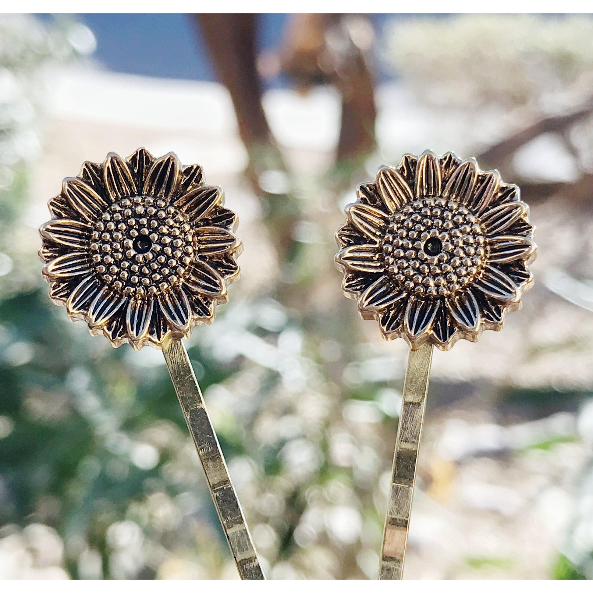 Gold Sunflower Hair Pins: Elegant Boho Floral Accessories