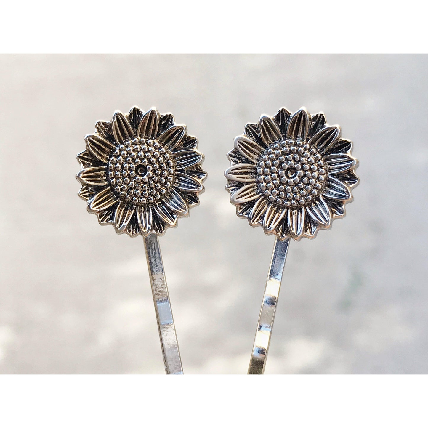 Sunflower Hair Pins, Floral Hair Pins, Wedding Hair Flowers, Womens Hair Clip, Boho Bobby Pin, Sunflower Barrette, Antiqued Silver Hair Clip