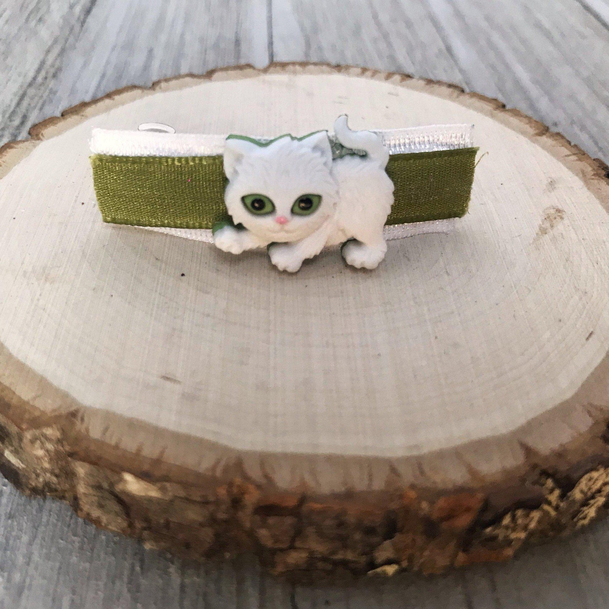 White Cat Hair Barrette for Women & Girls - Charming Feline-Inspired Accessory