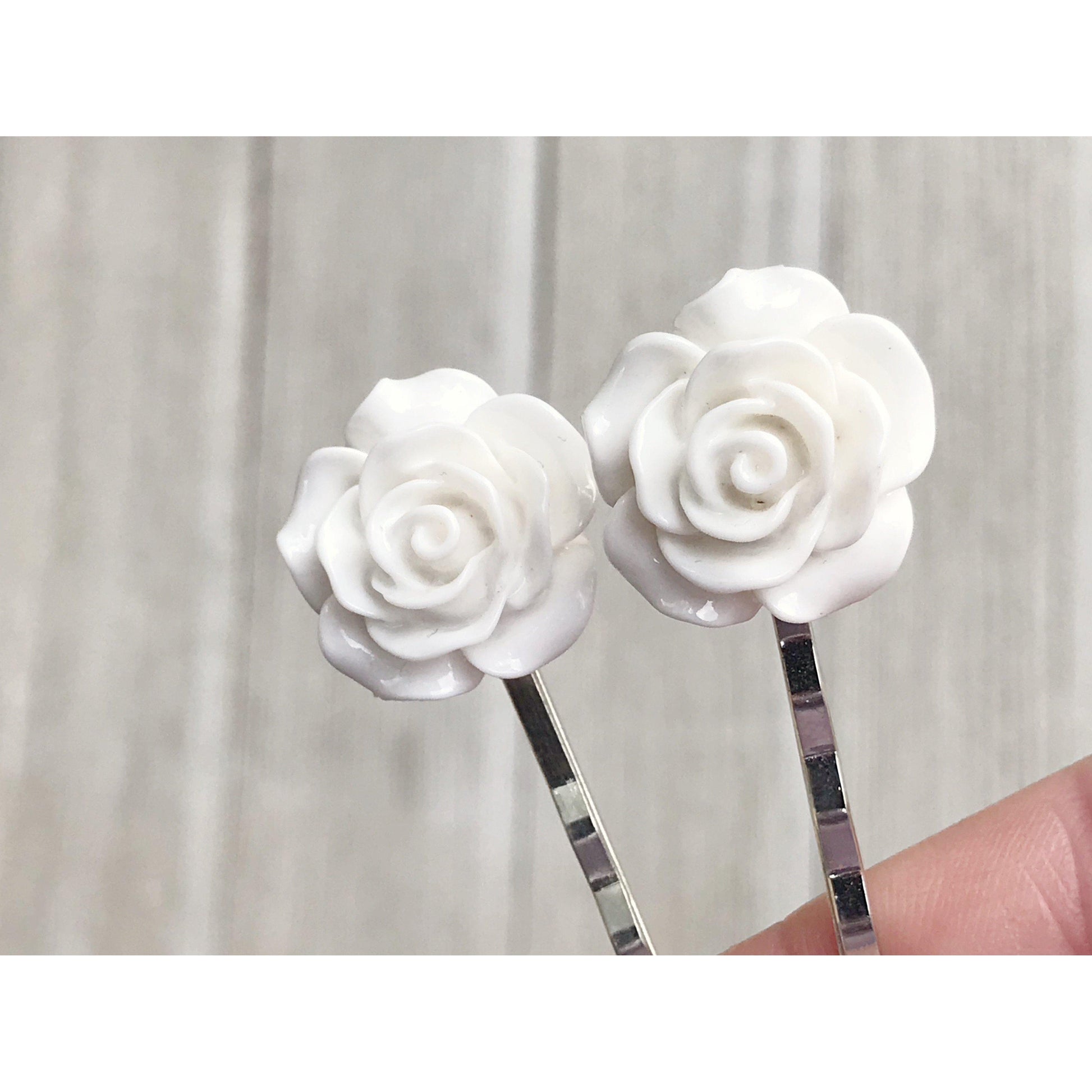 White Rose Hair Pin, Wedding Hair Jewelry, Flower Hair Pin, Bridal Hair Accessories Flower Bobby Pin