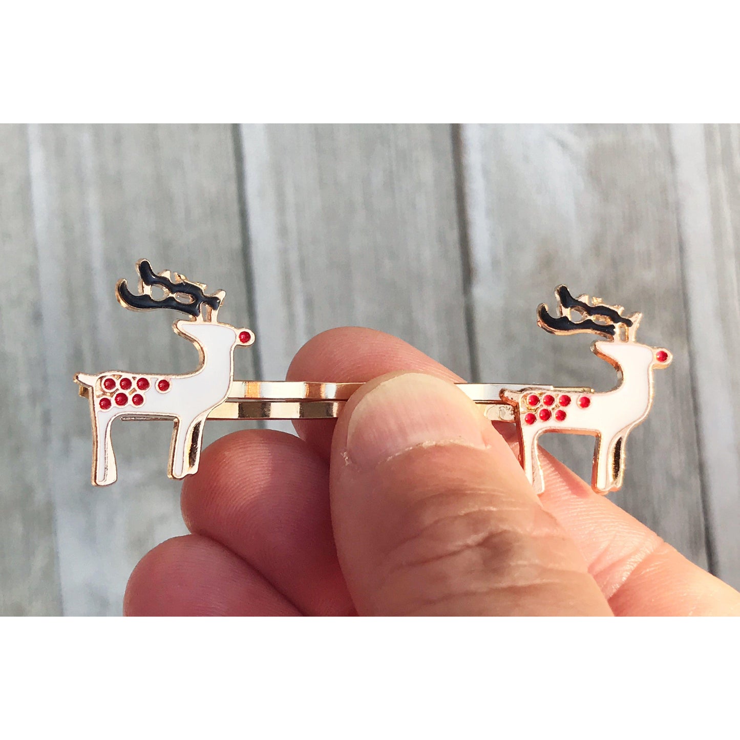 Enamel Reindeer Christmas Hair Pins - Festive Holiday Accessories