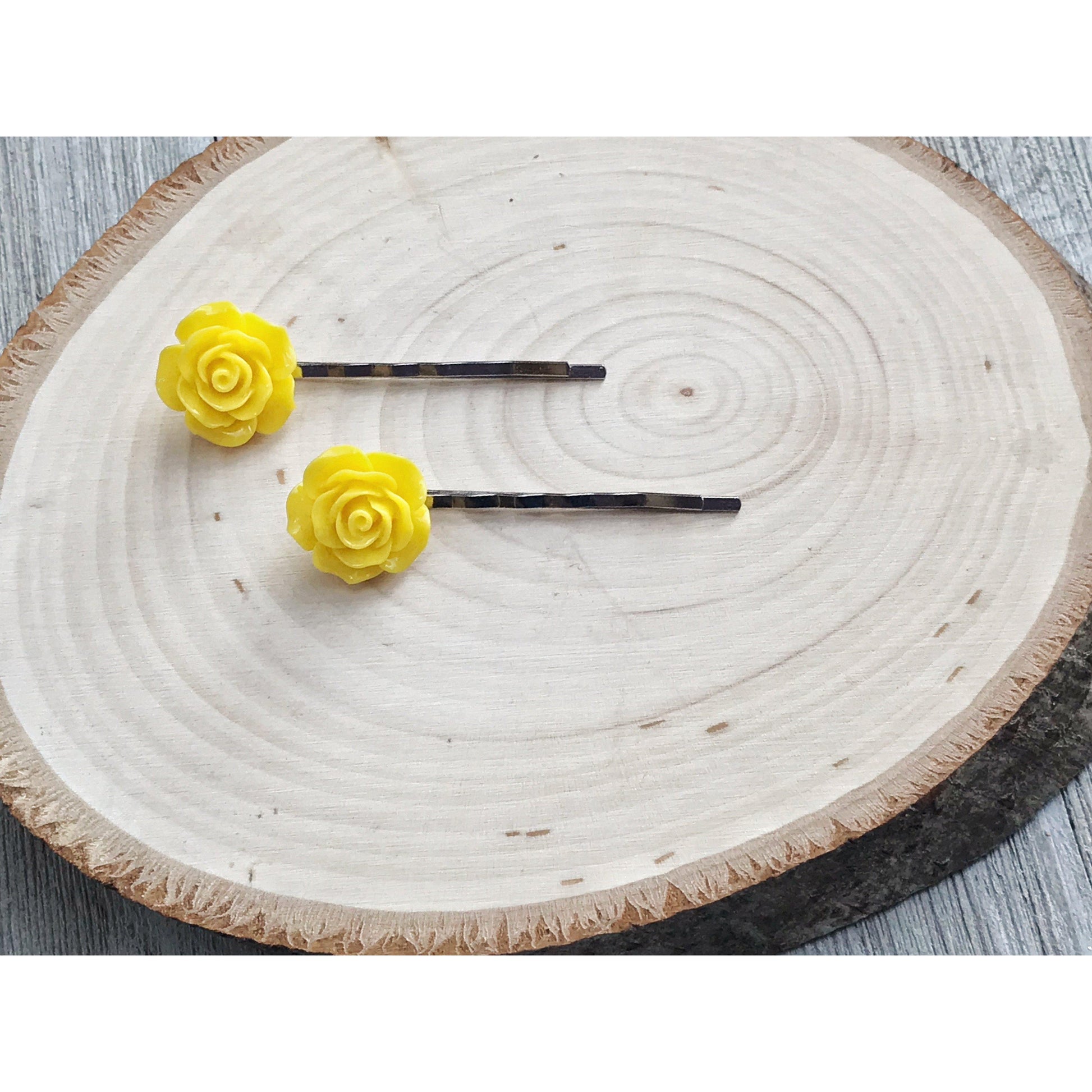 Yellow Flower Hair Pins - Delicate and Elegant Accessories